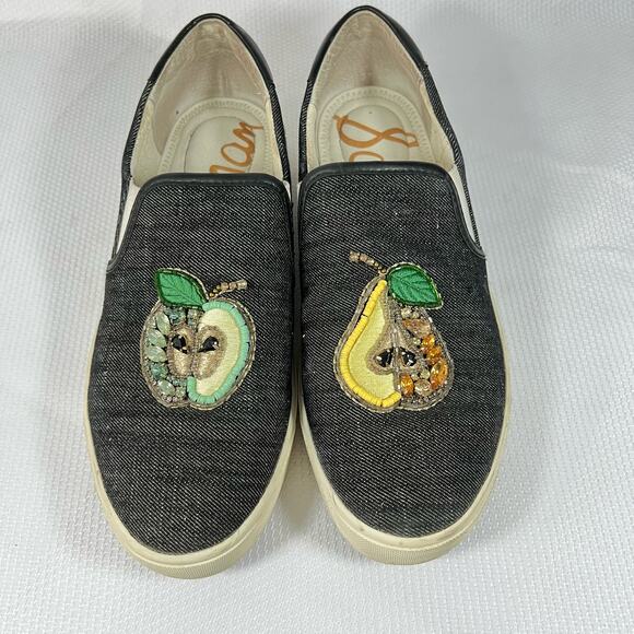 SAM EDELMAN Evelina Pear Apple Jeweled Embroidered Sneaker Women 9 - Picture 8 of 14